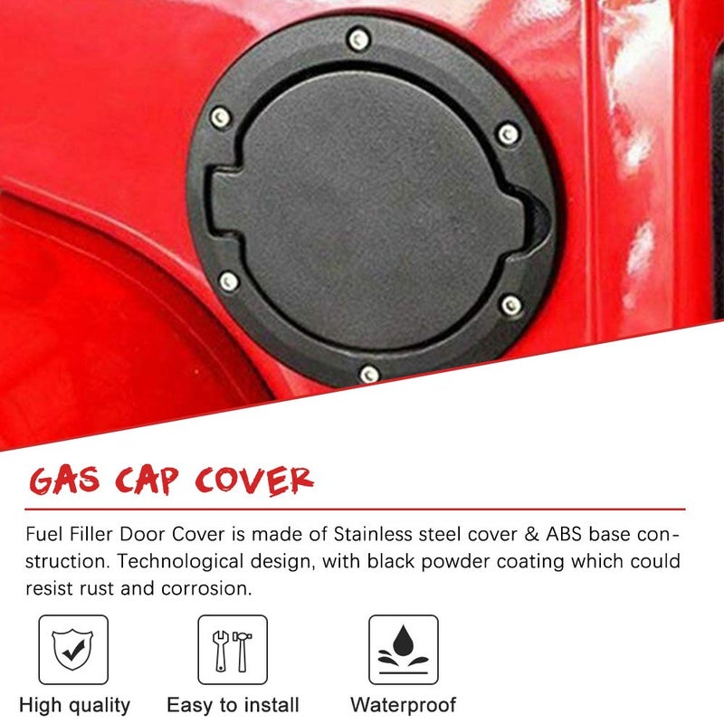Apeixoto Black Gas Cap Cover Fuel Tank Cap Replacement for 2007-2017 Wrangler JK JKU Sport Rubicon Sahara Unlimited Accessores - Image 2